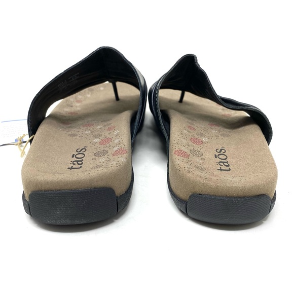 Taos Gift 2 Black Leather Comfort Sandals Arch & Metatarsal Support Sandal - Picture 5 of 8